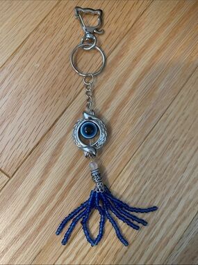 New Blue Evil Eye Beaded Tassel Keychain